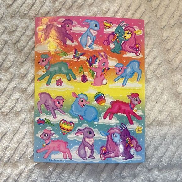 Lisa Frank Vintage Easter‎ Egg Chick Butterfly 1990s Sticker Sheet P949 - Picture 1 of 2